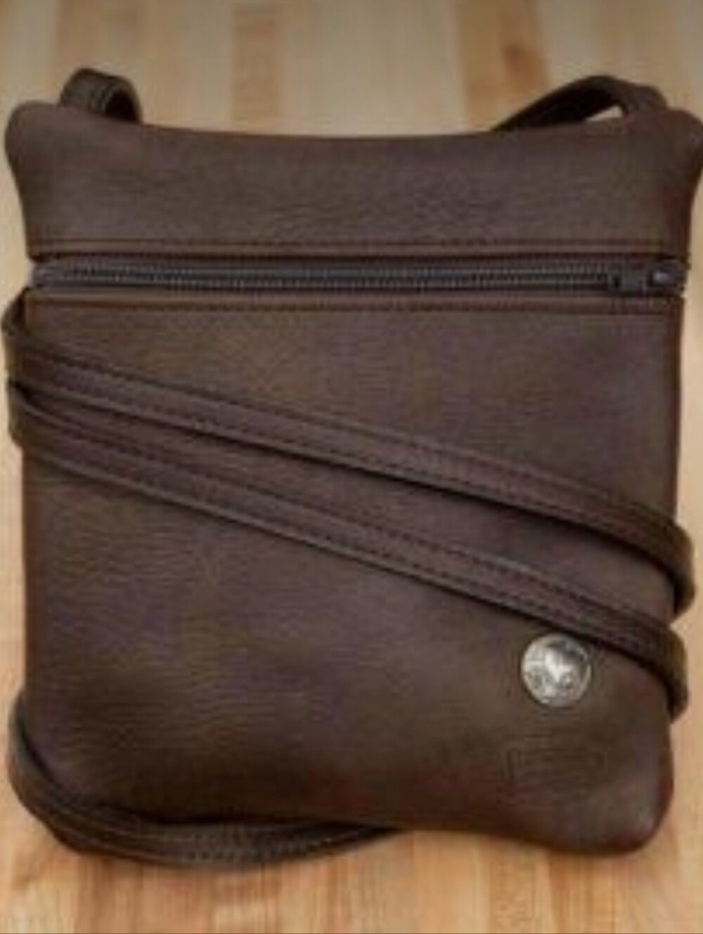 Buffalo Billfold Company Leather Travel Purse Bison Crossbody Buffalo Nickel